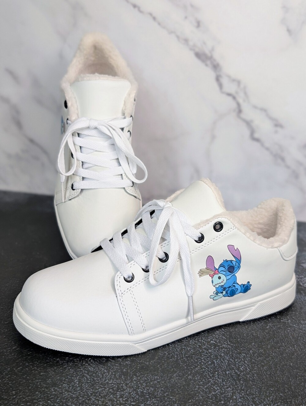 Stitch Low-Top Sneakers With Sherpa Trim